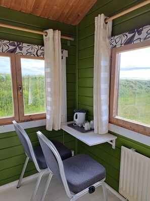 Basic Double Room, 1 Queen Bed, Private Bathroom, Ocean View | Hypo-allergenic bedding, blackout curtains, bed sheets - Guesthouse Hof (Stadarstadur)