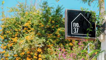 A sign with the number 37, indicating a specific location or property.