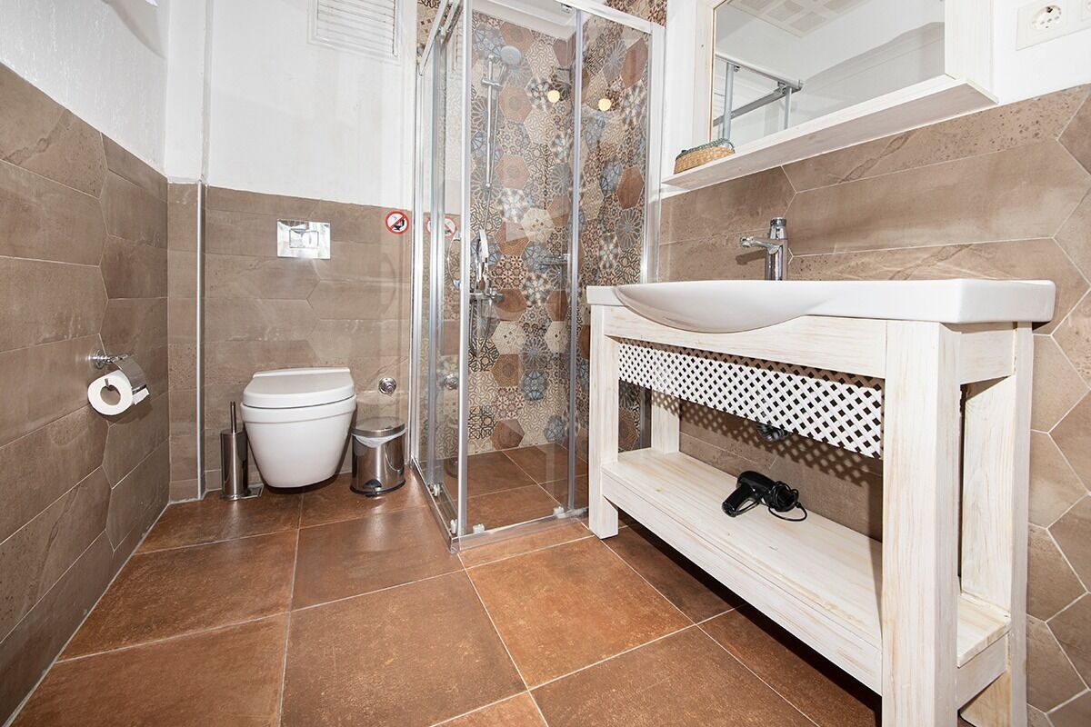 shower, free toiletries, hair dryer, slippers