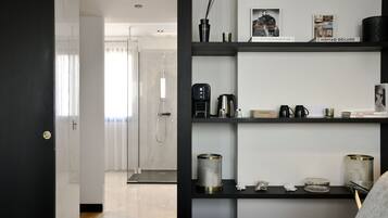 Hypo-allergenic bedding, free minibar, in-room safe, desk
