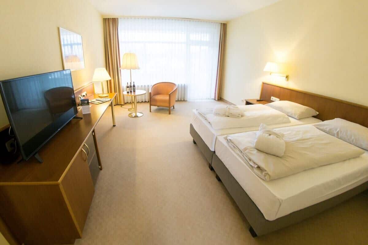 Desk, blackout curtains, free WiFi, bed sheets