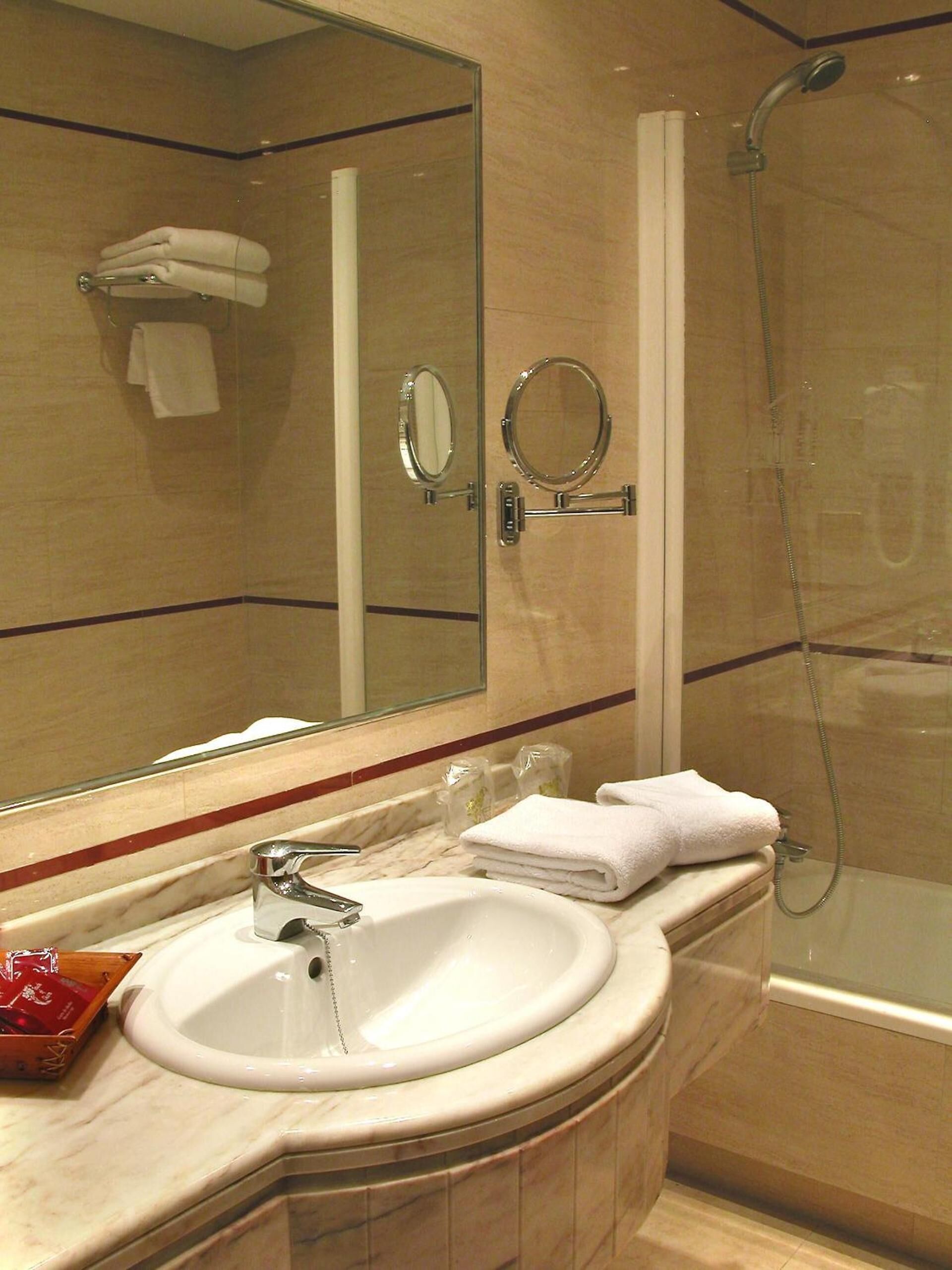 free toiletries, hair dryer, towels