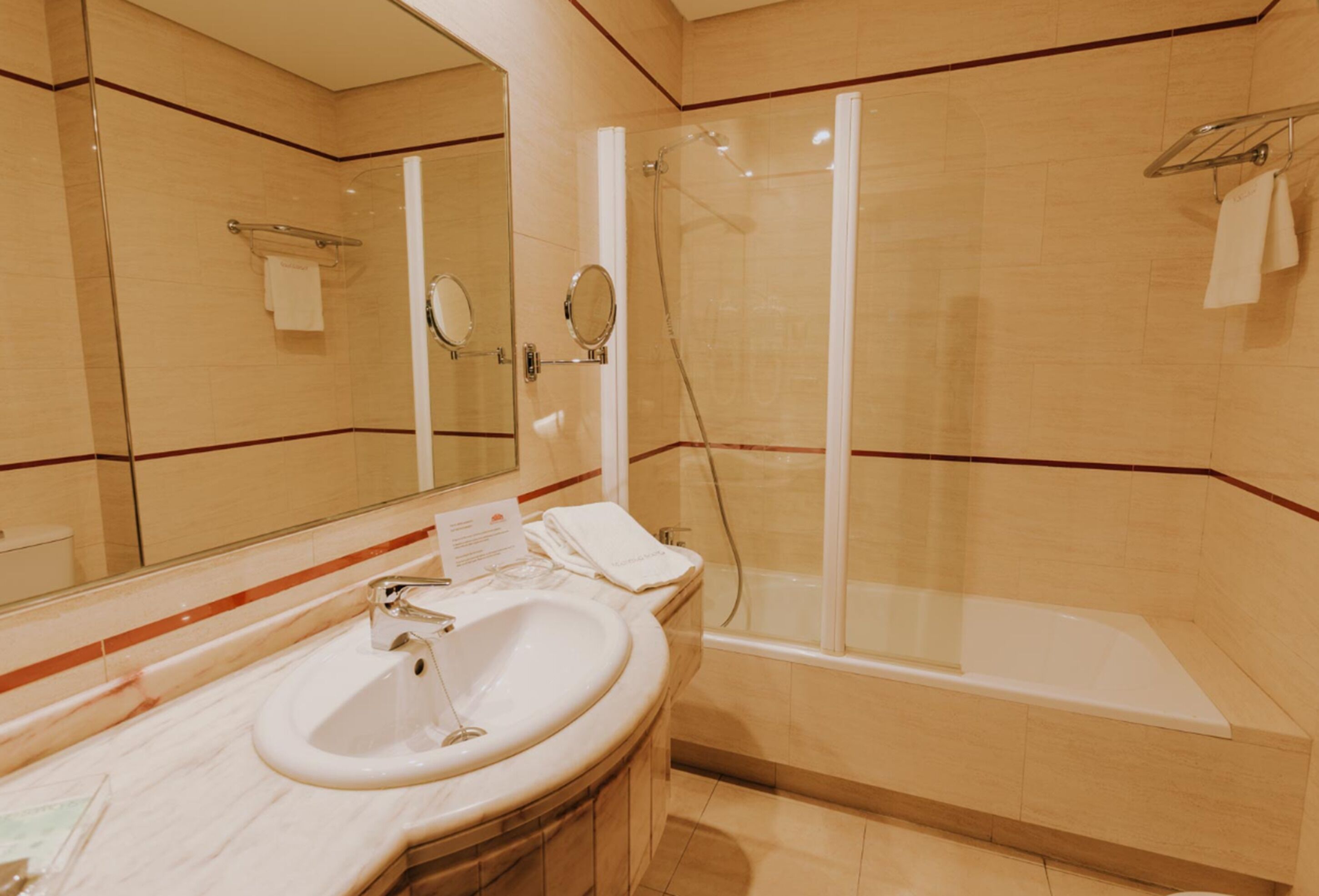 twin room | bathroom | free toiletries, hair dryer, towels