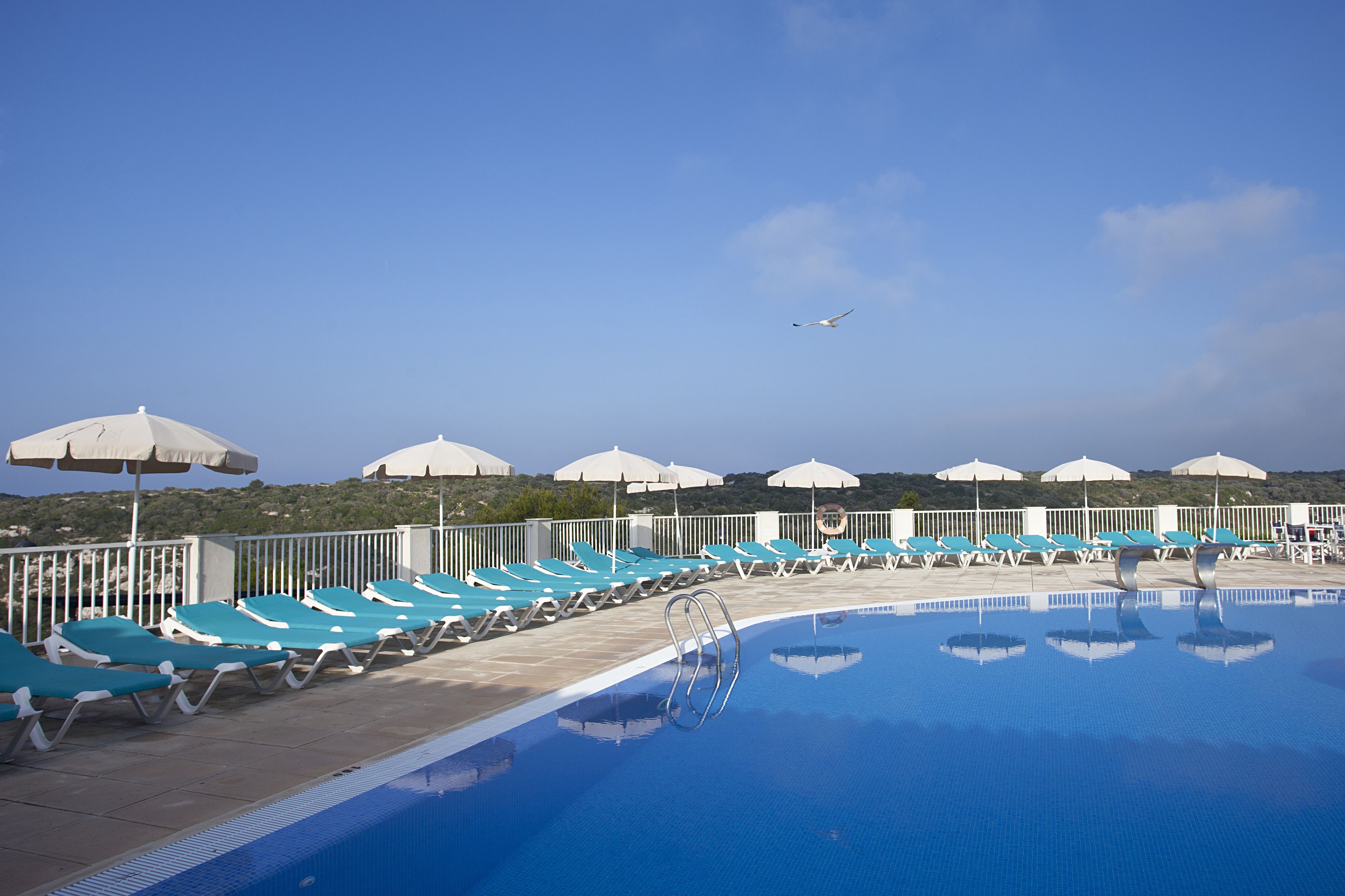 outdoor pool, pool loungers