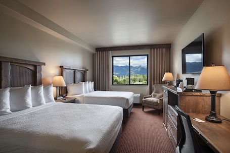 Premium bedding, desk, blackout drapes, soundproofing. Glacier International Lodge