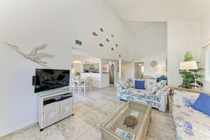 TV, DVD player, video library