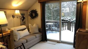 Smart TV, fireplace, DVD player, stereo