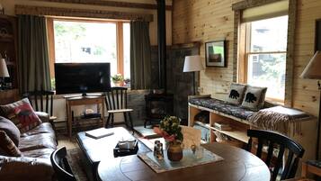 TV connectée, cheminée, lecteur de DVD, chaßne hi-fi