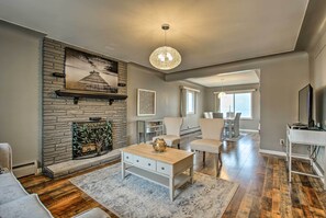 TV, fireplace, DVD player