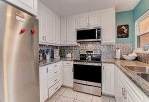 Fridge, microwave, oven, stovetop - Unit #304 Sand Cay Beach Resort Gulf Front (Sarasota)