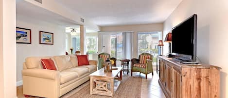 Télévision, lecteur de DVD, livres, vidéothèque