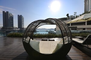 Outdoor pool, sun loungers