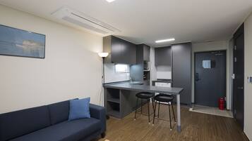 Mini-fridge, electric kettle