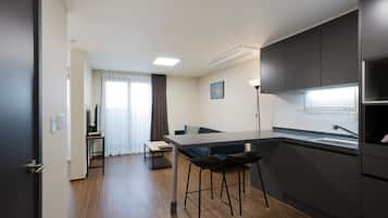 Mini-fridge, electric kettle