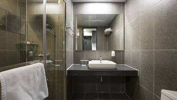 Shower, slippers, towels