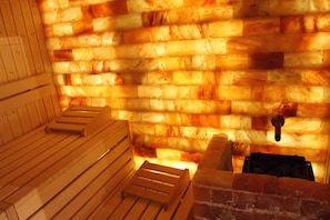 Sauna, hot stone massages, body wraps, body scrubs, facials