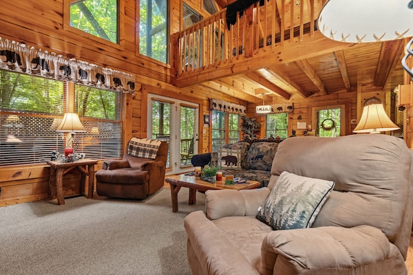 Cabin, 2 Bedrooms | Living area | TV, foosball