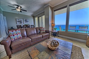 Condo, 2 Bedrooms | Living area | TV - Luxurious High-Rise Condo with Spacious Balcony Facing the Ocean - Unit 1805 by RedAwning (Panama City Beach)