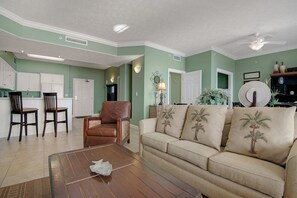 Condo, 2 Bedrooms | Living area | Ping pong - Tropical High-Rise Condo with Beachside Pool Access and Free Poolside WiFi - Unit 2004 by RedAwning (Panama City Beach)