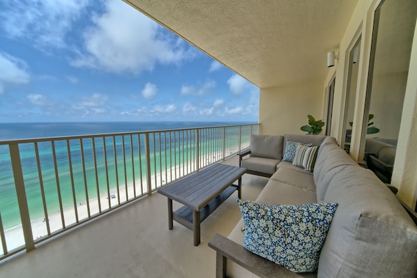 Condo, 2 Bedrooms | Property grounds - Pleasant Oceanfront Condo with Large Balcony and Beach Access - Unit 1605 by RedAwning (Panama City Beach)