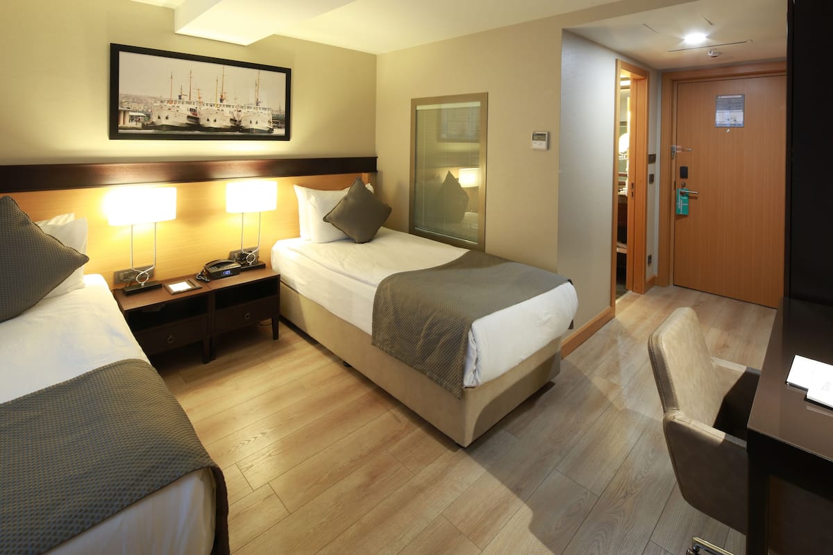 Habitación Deluxe con 2 camas individuales | Ropa de cama de alta calidad, caja fuerte, escritorio