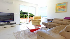 Apartment, 3 Bedrooms, Sea View (Penthouse) | Living area | Flat-screen TV - Heart of Strunjan Apartments AL (Piran)