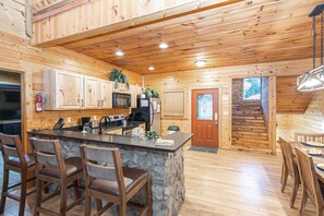 Cabin, 3 Bedrooms | Private kitchen - Majestic Springs Lodge 3 Bedroom Cabin by RedAwning (Sevierville)