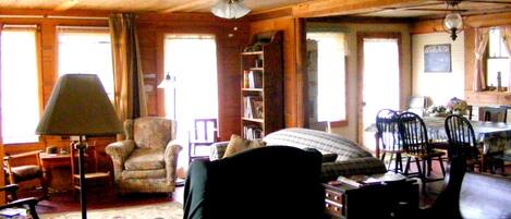 TV, fireplace, DVD player, books