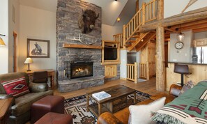 TV, fireplace, video games, stereo