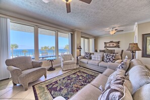 Condo, 2 Bedrooms | Living area - Beautiful Beachfront Condo with Pool View - Unit 0203 by RedAwning (Panama City Beach)