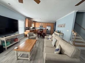 TV, DVD player, books