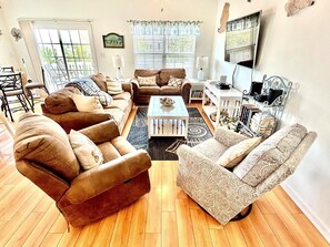 TV, video-game console, DVD player, books