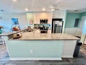 Fridge, microwave, oven, dishwasher