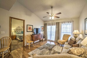 TV, DVD player, music library, stereo