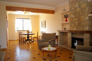 Televisión y chimenea 