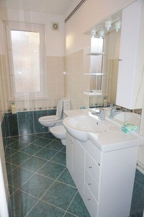 Appartement | Salle de bain | Articles de toilette gratuits, sèche-cheveux, serviettes fournies