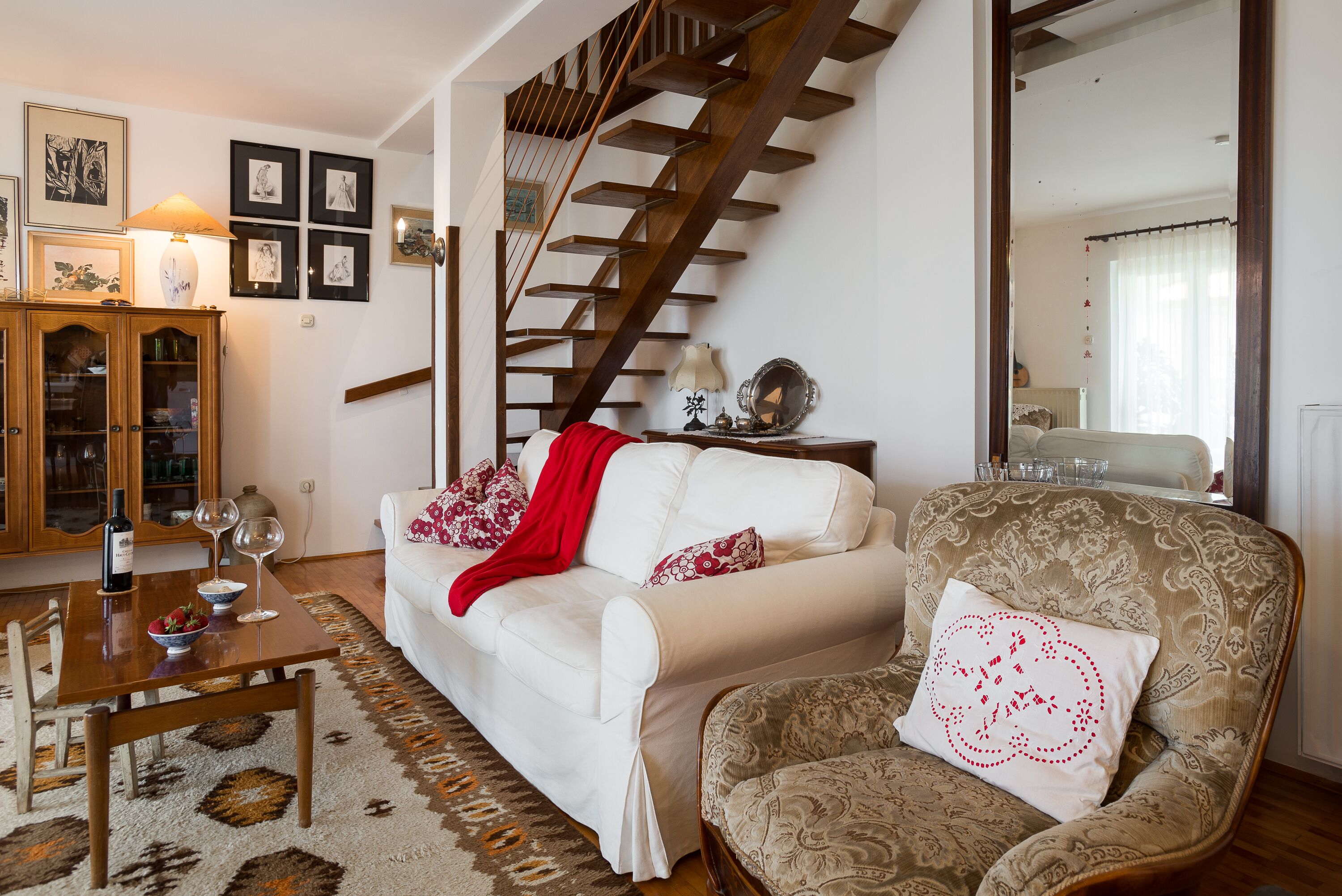 Televisión, chimenea, libros y videoteca 