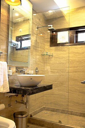 Superior Double or Twin Room | Bathroom | Shower, rainfall showerhead, free toiletries, slippers - Orania B&B (New Delhi)
