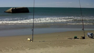 Beach nearby, sun loungers