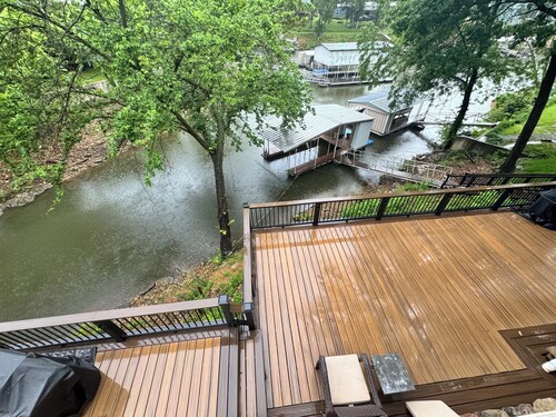 Monkey Island Waterfront with Dock and boat ramp right next to it.