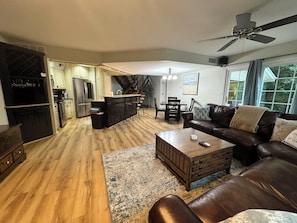 Flat-screen TV, fireplace, DVD player