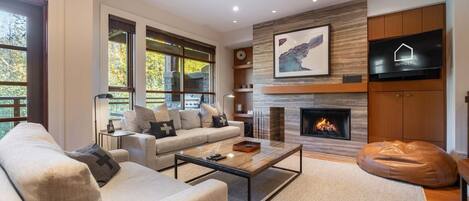 テレビ、暖炉、ステレオ