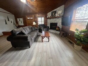 TV, fireplace