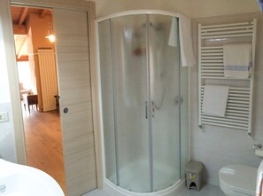 Combined shower/bathtub, hair dryer, bidet, towels