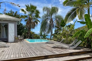 Pool - The charming Villa Coco **** and its bungalow with magnificent sea views (Le Marin)