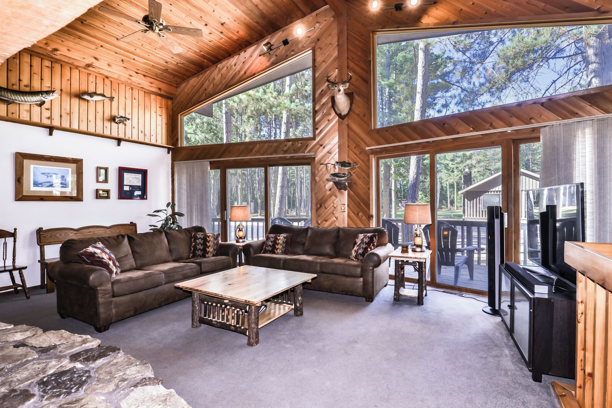 Smart TV, fireplace, DVD player