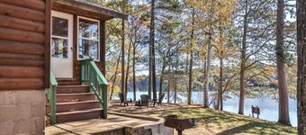 Lakeside resort cabin right on Little Saint with dock, sandy beach, firepit!