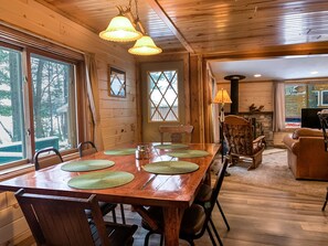 Dining - Lakeside resort cabin right on Little Saint with dock, sandy beach, firepit! (St.Germain)
