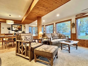 TV, fireplace, books - Lakefront cabin on Lost Lake with dock and firepit next to bar and grill! (St. Germain)