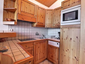 Fridge, microwave, oven, stovetop - Charming 2-Room, 4 People, Pets Allowed with Wi-Fi (Méribel)